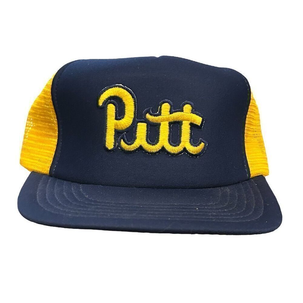 Vintage Pitt Panthers Trucker Snapback Hat Blue‎ Unisex Adult AJD NCAA
